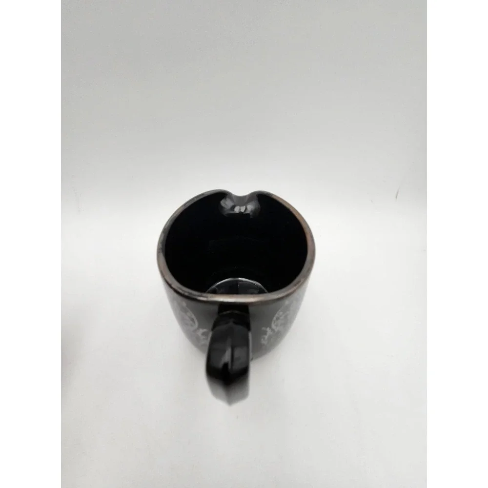 Vtg Black Amethyst Glass Creamer & Sugar W/‎ Silver Design Rockwell Silver Co?